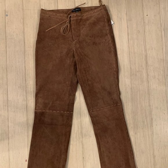 NEW VINTAGE FOR JOSEPH BROWN SUEDE LEATHER PANTS MID RISE SIZE 26 - Picture 1 of 8
